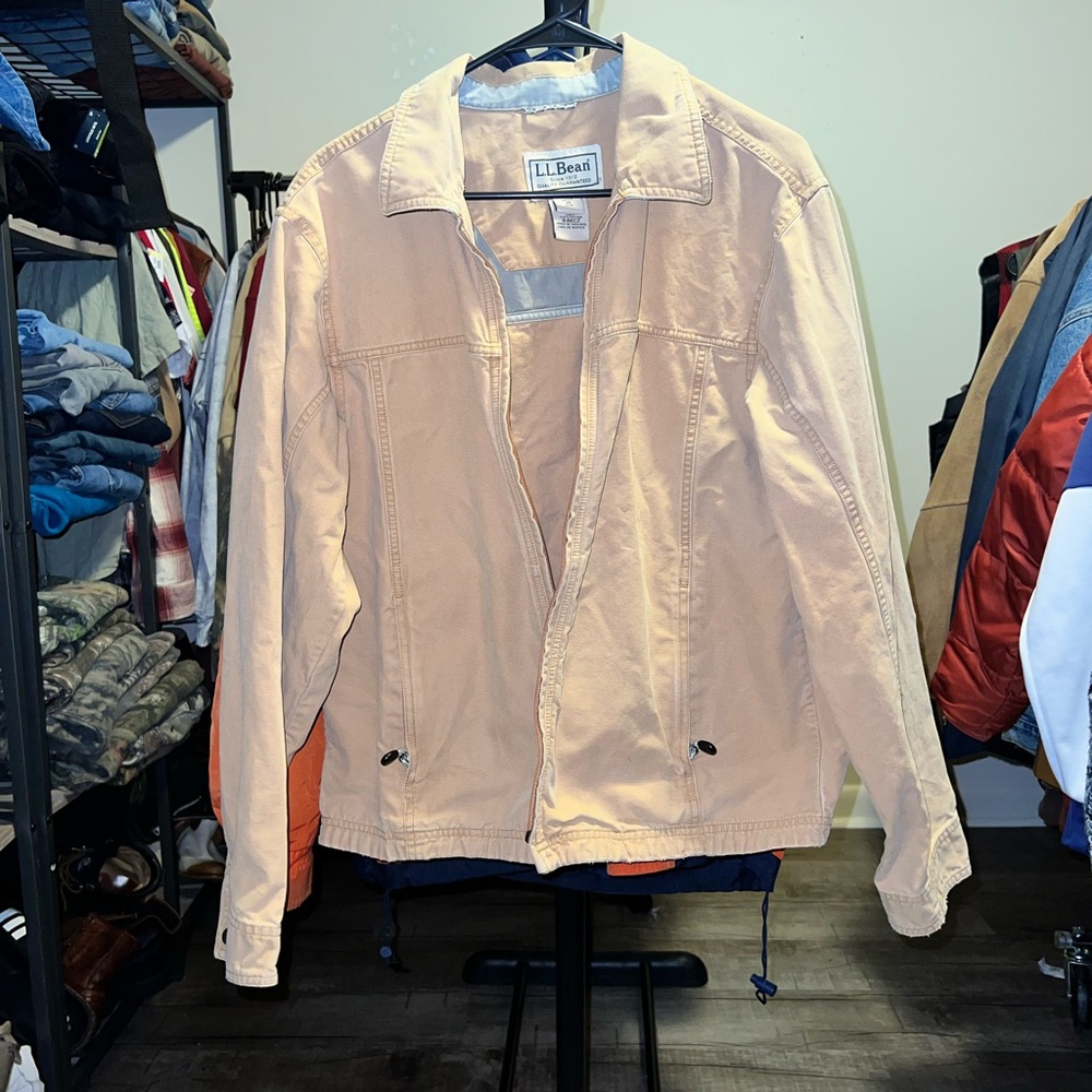 Vintage L.L. Bean Men's Beige Canvas Cotton Jacket Size Medium